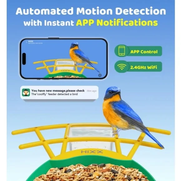 HIXX® Bird Feeder w/ Camera Solar Power Live Bird Watching Camera w/ AI Identify - Picture 5 of 13